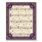 Vintage Purple Gold Music Sheet Rug