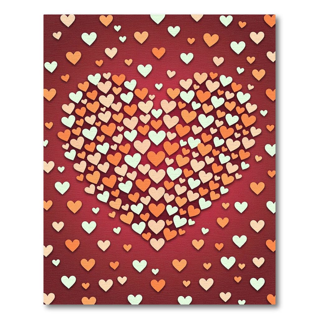 Romantic Hearts Scattered All Over Rug