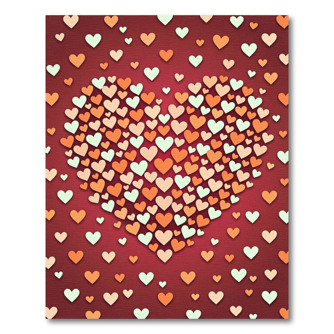 Romantic Hearts Scattered All Over Rug