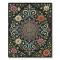 Floral Scroll Medallion Dark Garden Rug