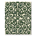 Emerald Scrollwork Paw Print Botanical Rug