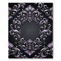 Ornate Silver and Lavender Damask Filigree Rug