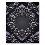 Ornate Silver and Lavender Damask Filigree Rug