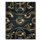 Athletic Gold Basketball Court Action Rug