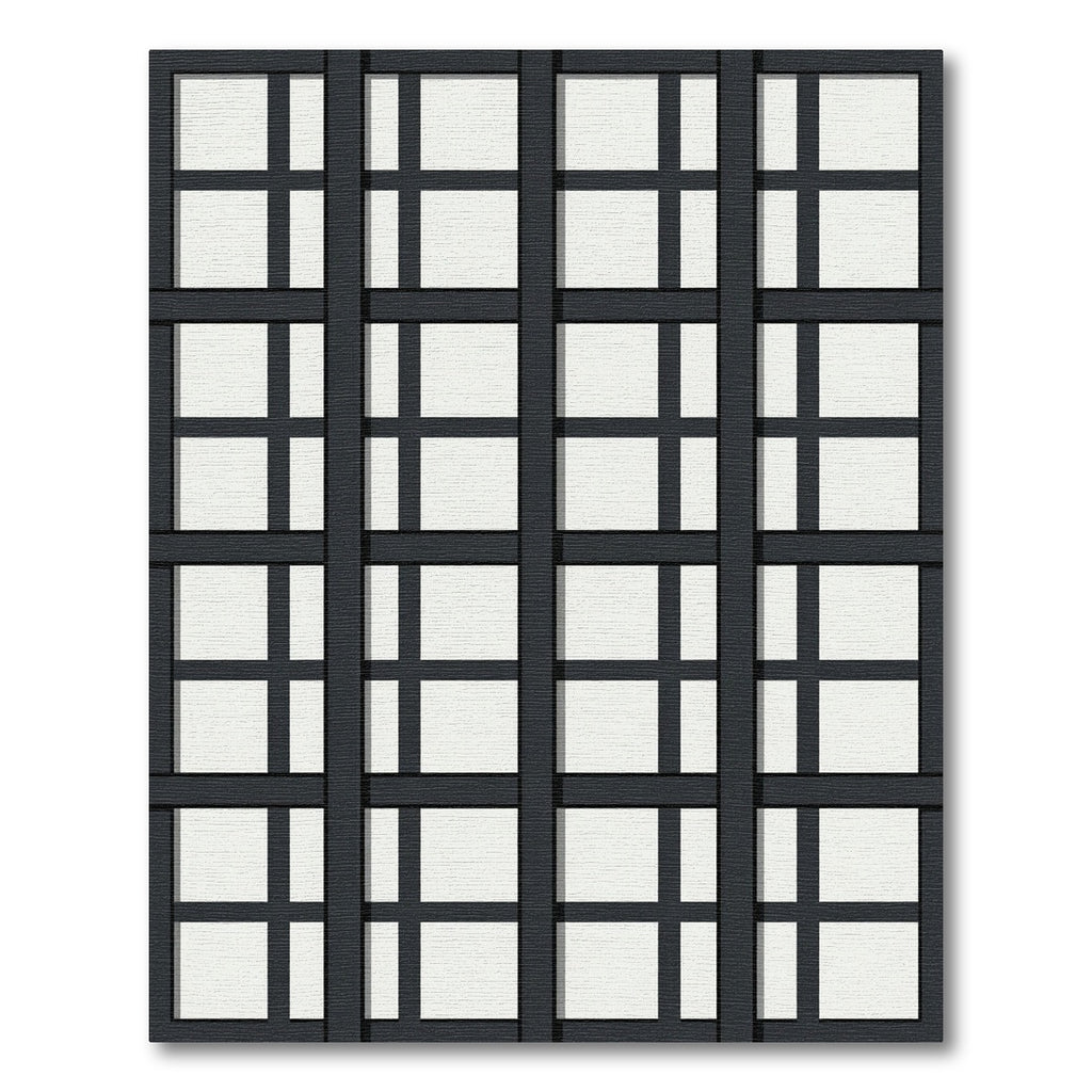 Charcoal Grid Panel Contemporary Rug