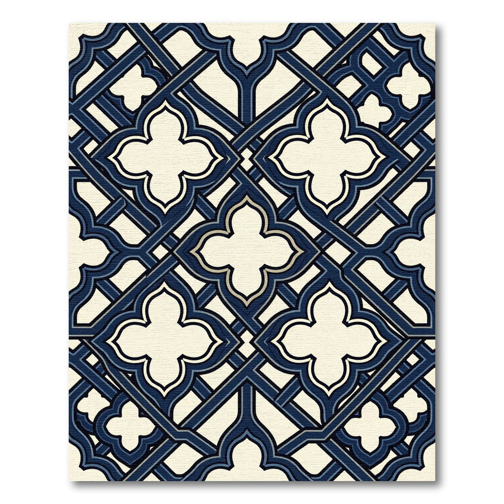 Deep Navy Quatrefoil Lattice Rug