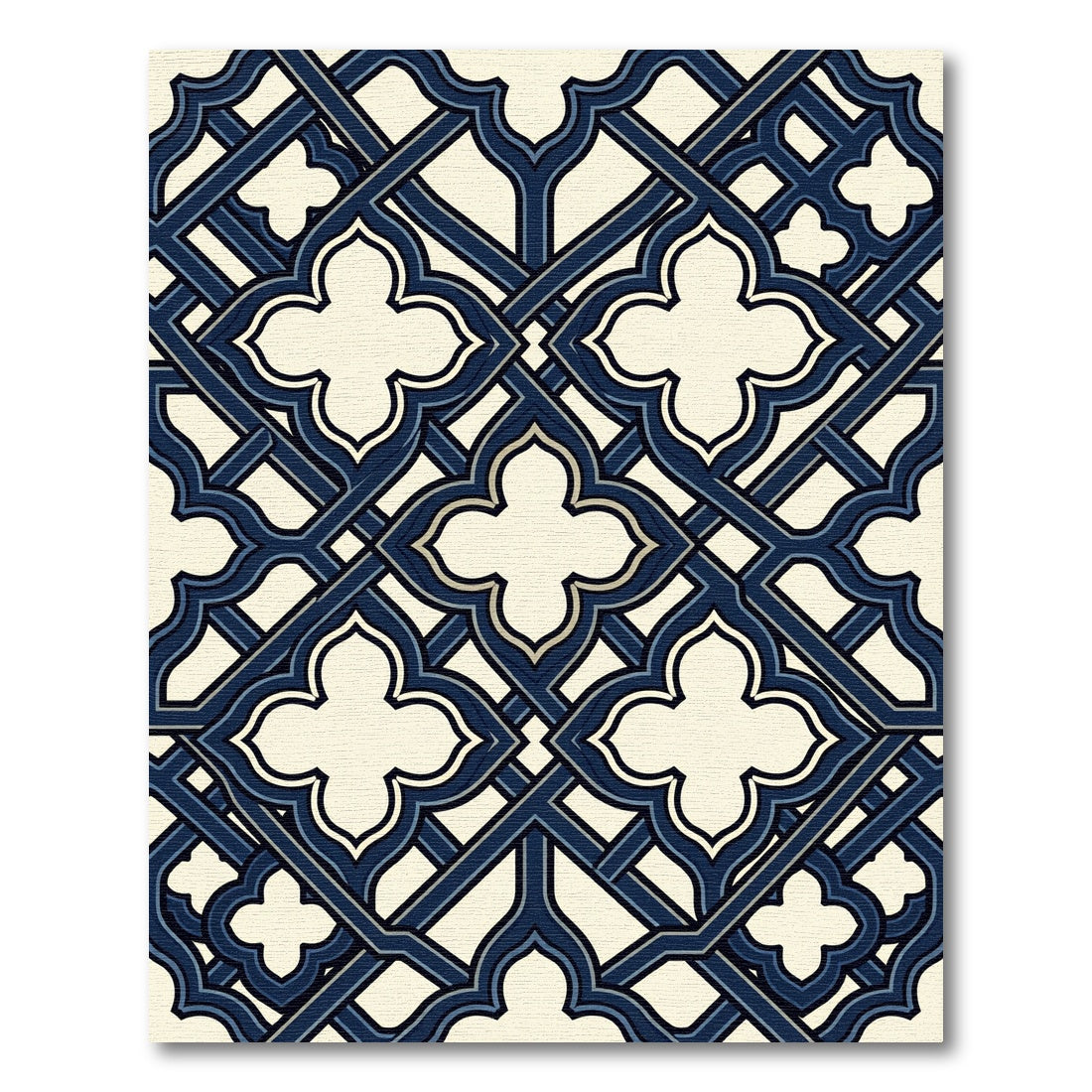Deep Navy Quatrefoil Lattice Rug