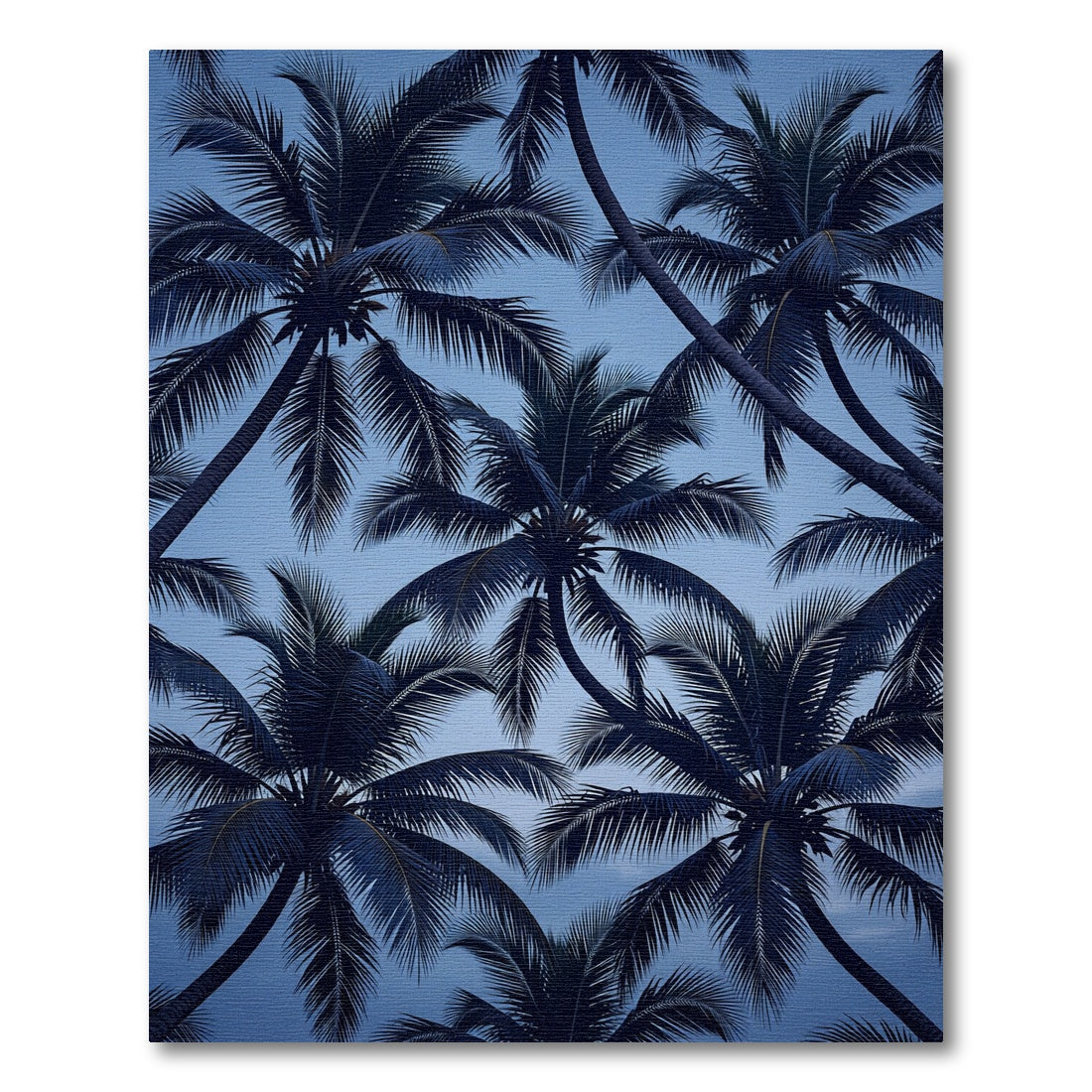 Deep Blue Palm Frond Canopy Rug