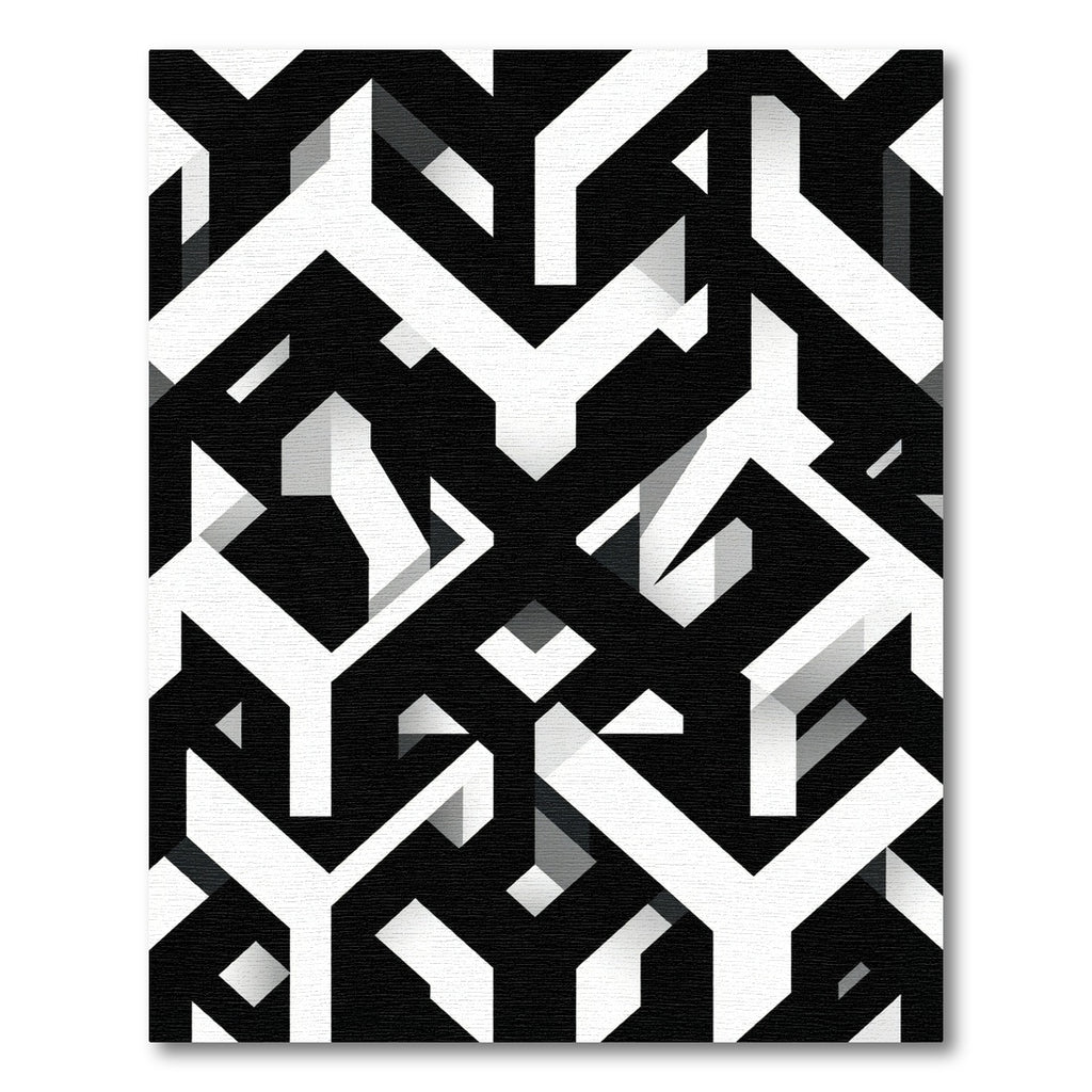 Monochrome Geometric Interlocking Abstract Lines Rug