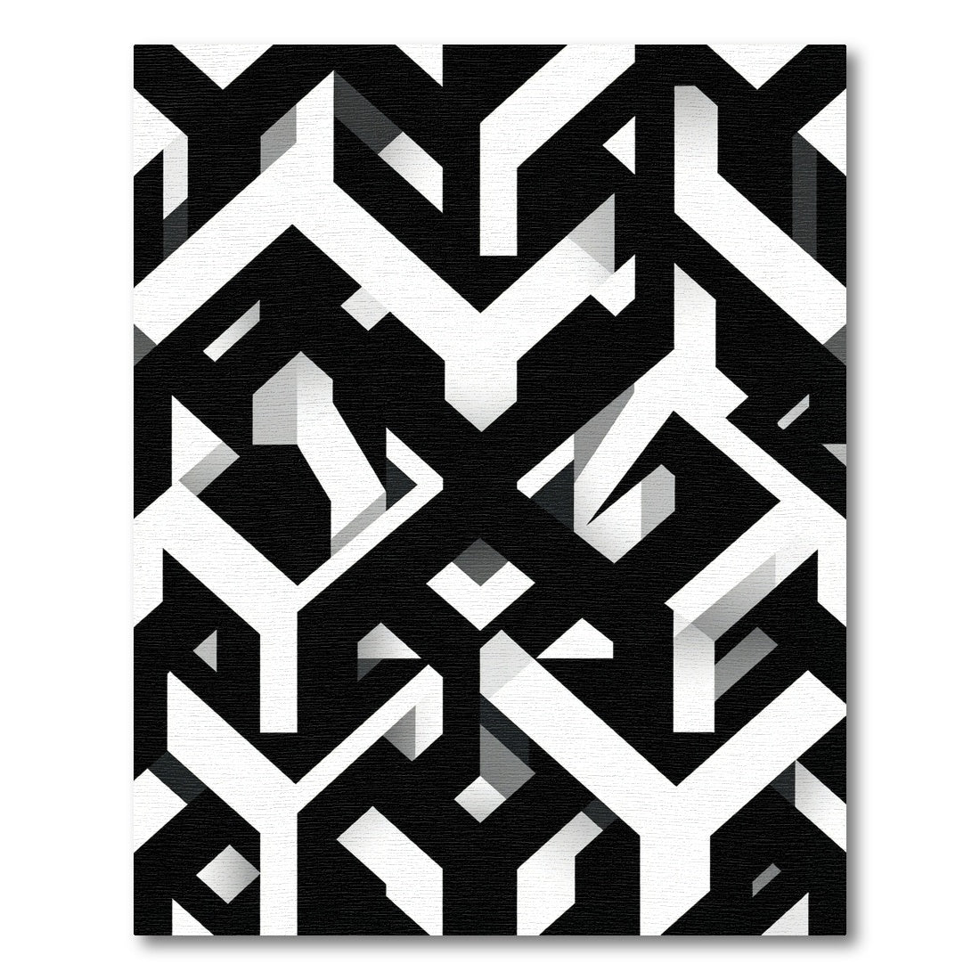 Monochrome Geometric Interlocking Abstract Lines Rug