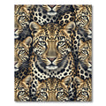 Leopard Face Collage Realistic Animal Rug