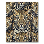 Leopard Face Collage Realistic Animal Rug