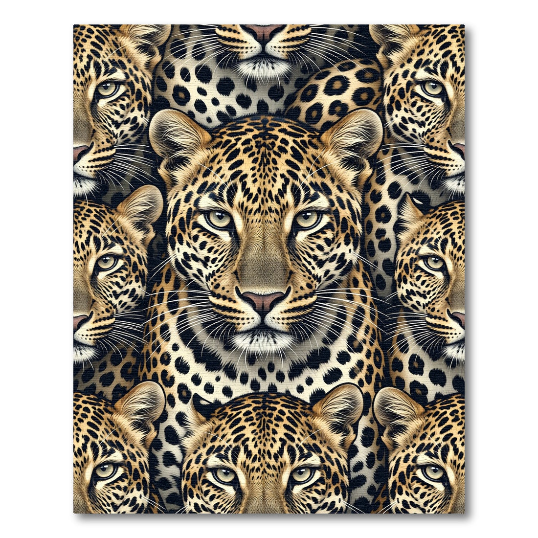 Leopard Face Collage Realistic Animal Rug