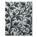 Elegant Black Leaf Scroll Vine Rug