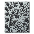 Elegant Black Leaf Scroll Vine Rug