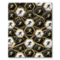 Monochrome Golden Hexagon Athletic Runner Art Rug