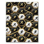Monochrome Golden Hexagon Athletic Runner Art Rug