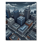 Isometric Cityscape Urban Grey Skyscraper Rug