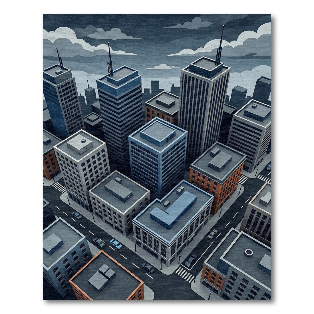 Isometric Cityscape Urban Grey Skyscraper Rug