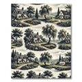 Idyllic English Countryside Village Scene Rug