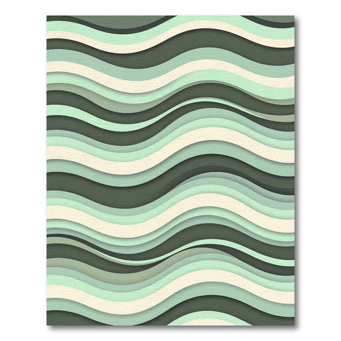 Sage Green Layered Wavy Abstract Stripes Rug