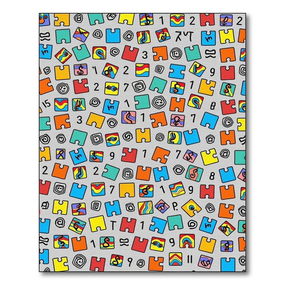 Colorful Puzzle Pieces Geometric Pattern Rug