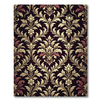 Golden Damask Floral Scroll Noir Rug