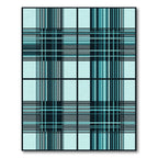 Aqua Teal Plaid Grid Lines Rug