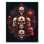 Gothic Crimson Occult Skulls Celestial Area Rug
