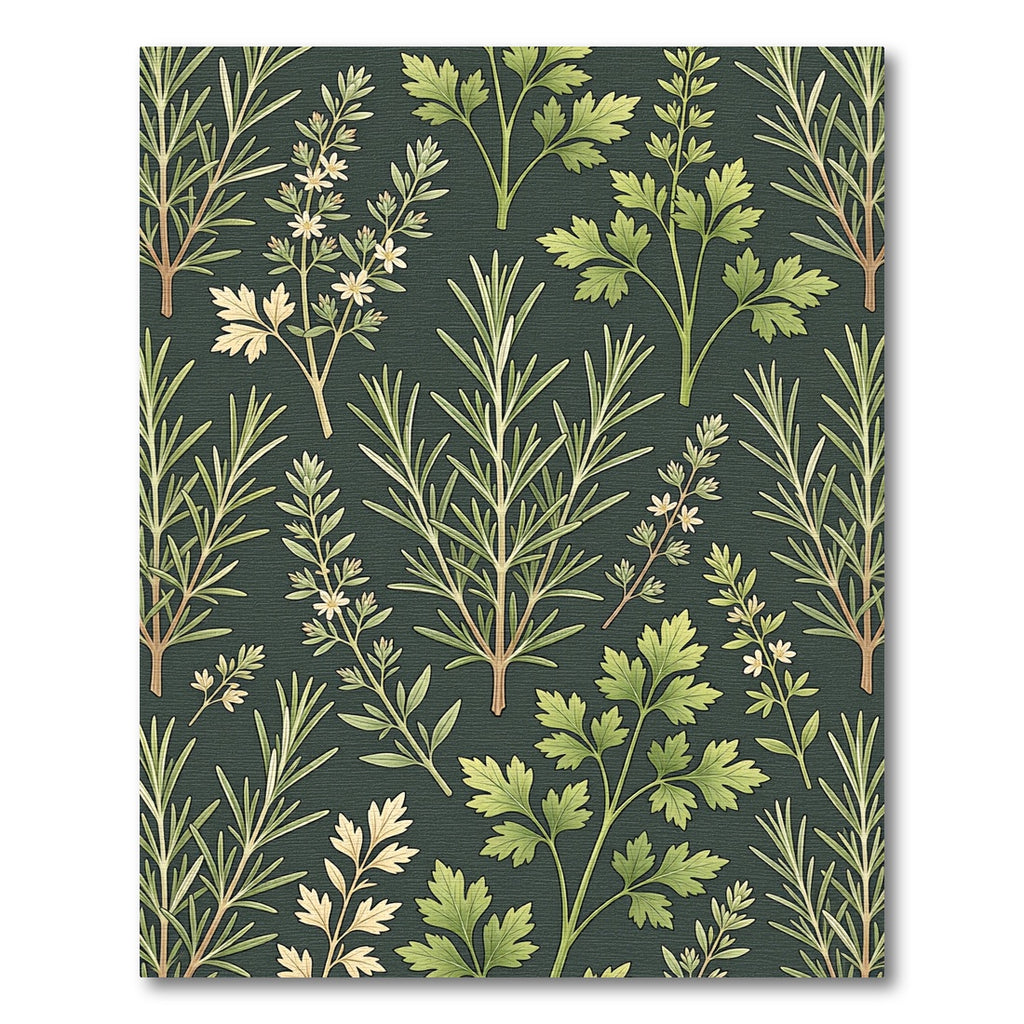 Sage Green Botanical Herb Garden Rug