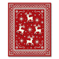 Rustic Red White Reindeer Snowflake Scape Rug