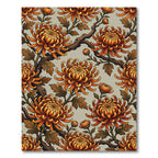 Golden Orange Chrysanthemum Blossom Branches Rug