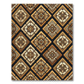 Ornate Golden Brown Geometric Tile Rug