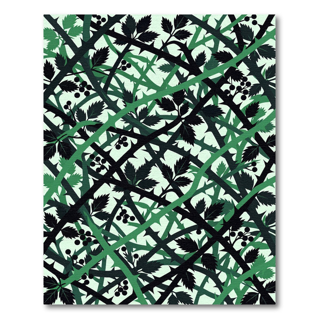 Overlapping Green Thorn Vine Abstract Rug