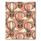 Whimsical Pink Balloon Mouse Clouds Illustration Rug