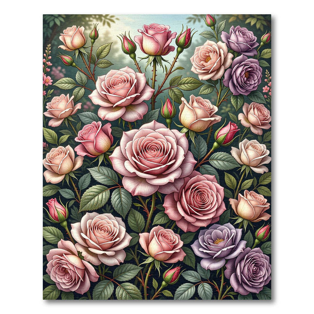 Romantic Blush Rose Garden Bouquet Rug