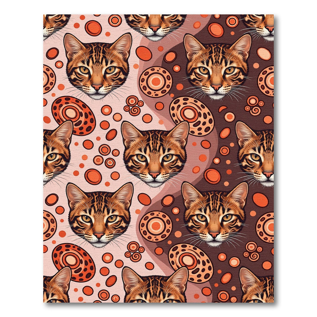Bengal Cat Amber Orange Abstract Sphere Rug
