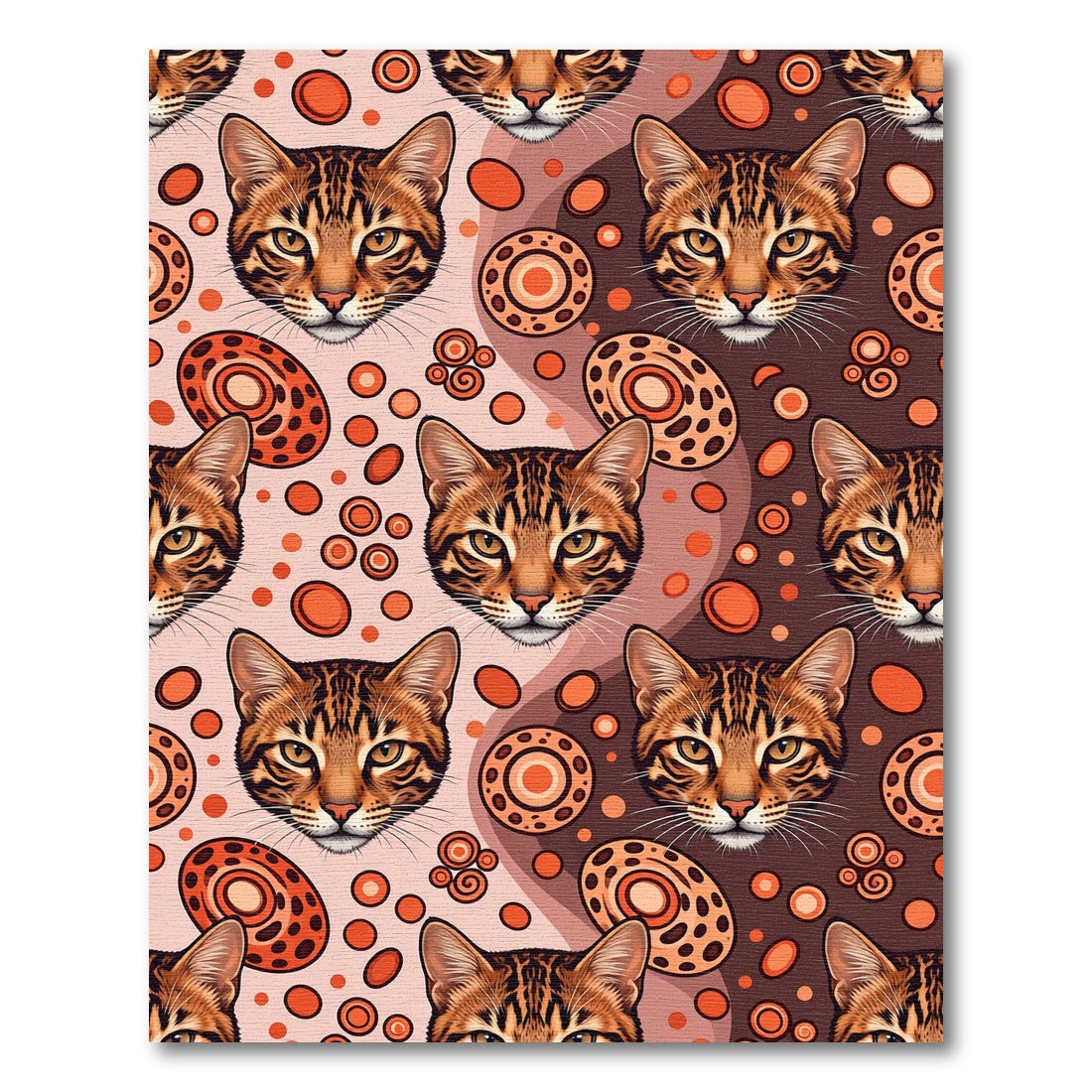 Bengal Cat Amber Orange Abstract Sphere Rug