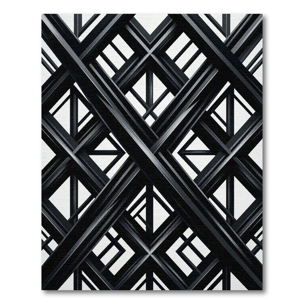Modern Black and White Geometric Lattice Rug