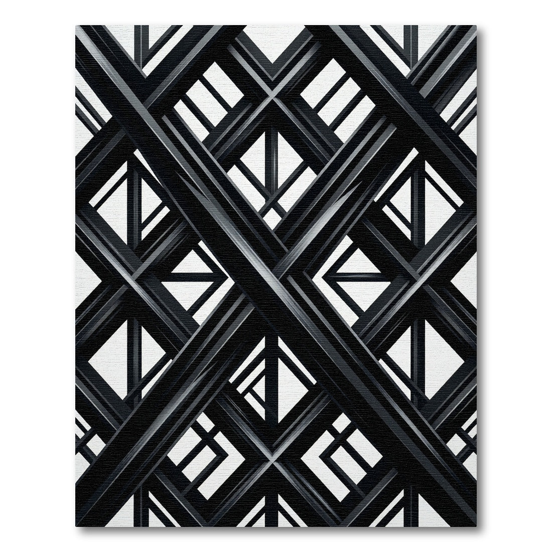Modern Black and White Geometric Lattice Rug