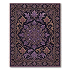 Opulent Plum Floral Damask Medallion Rug