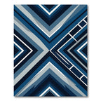 Deep Blue Modern Geometric Chevron Rug