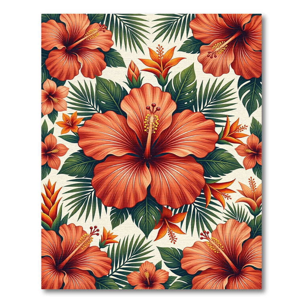 Lush Tropical Hibiscus Floral Arrangement Rug