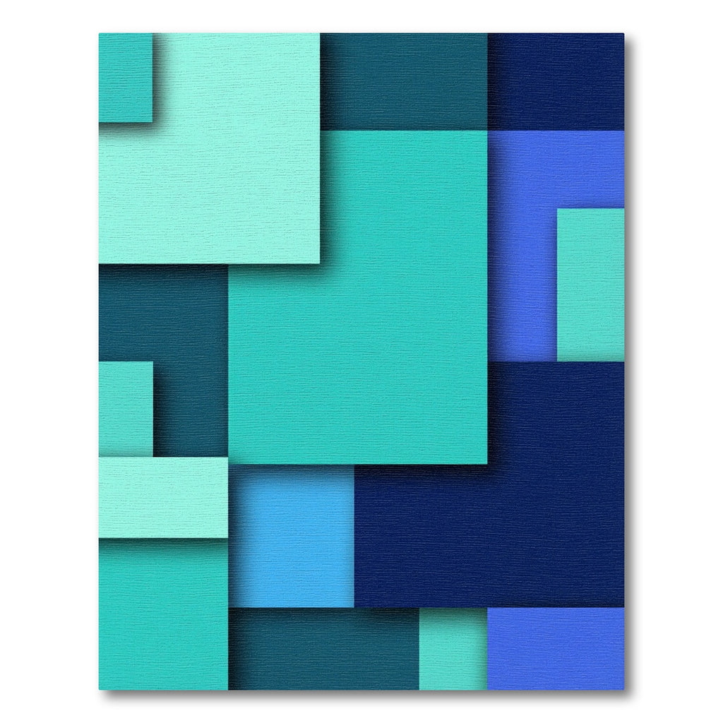Modern Minimalist Teal Blue Geometric Composition Rug