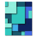 Modern Minimalist Teal Blue Geometric Composition Rug