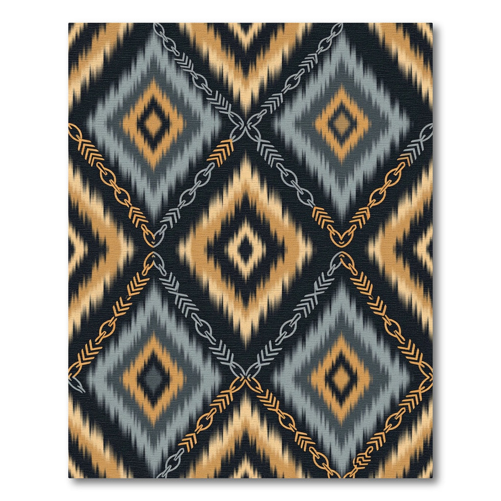 Ocher Gray Geometric Zigzag Chain Rug