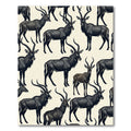 Elegant Black Antelope Wildlife Illustration Rug