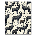 Elegant Black Antelope Wildlife Illustration Rug