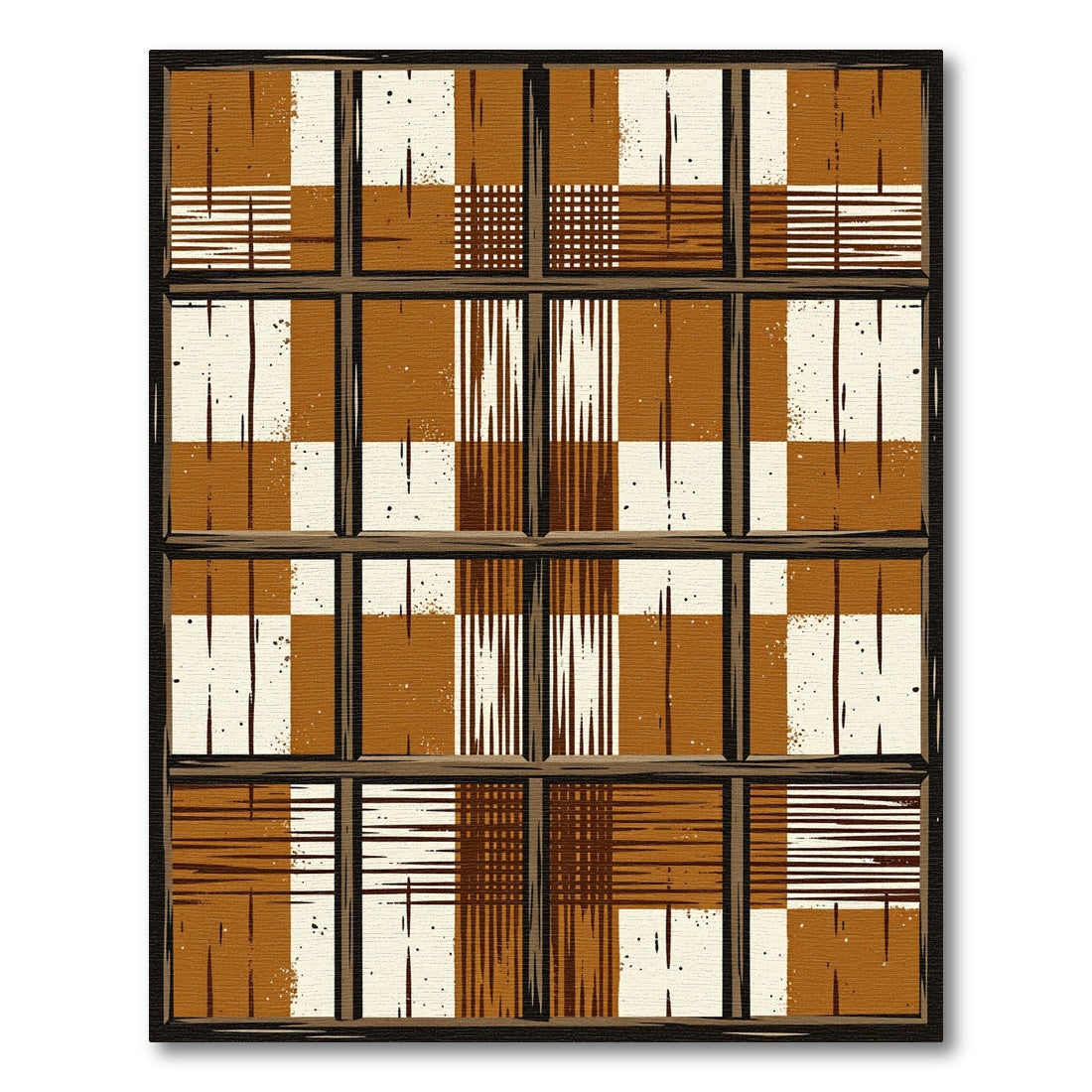 Modern Earthy Grid Plaid Rug
