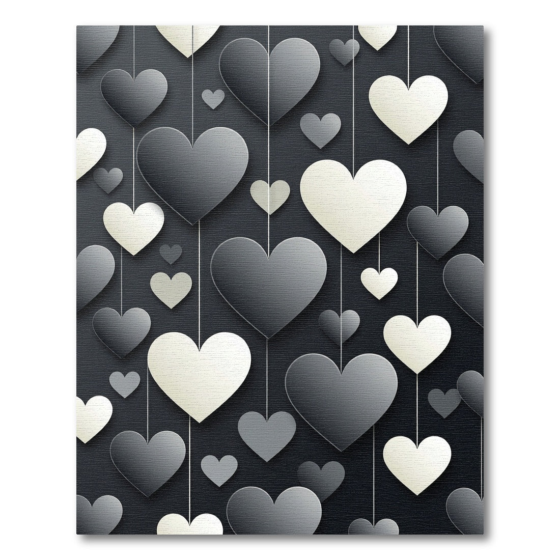 Modern Monochrome Hanging Heart Composition Rug